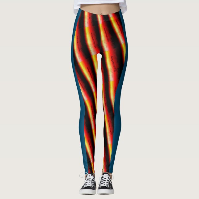 Leggings Dessin abstrait MODERNE en rouge bleu noir jaune (Devant)