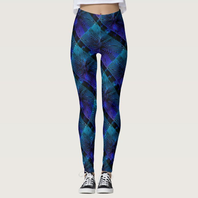 Leggings Dessin abstrait MODERNE - noir-bleu-violet-mosaïqu (Devant)