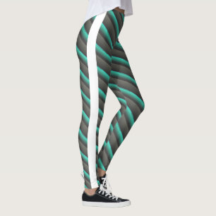 Leggings Dessin abstrait MODERNE vert blanc gris foncé