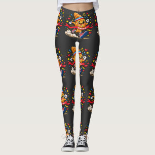 Leggings Dessin animé de croissant coureur franchissant la