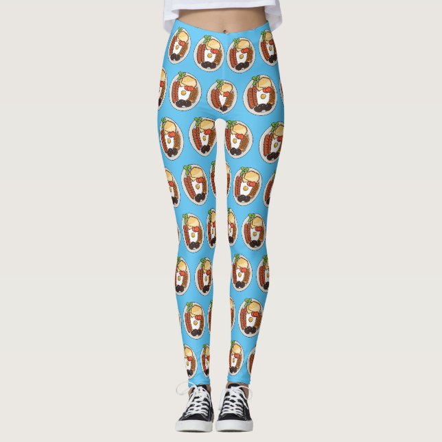 Leggings dessin animé du petit-déjeuner anglais (Devant)