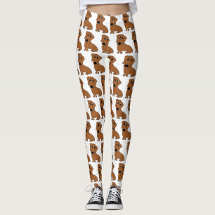 Leggings dessin animé rouge de dachshund