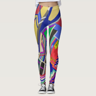 Leggings Dessin de collage multicolore