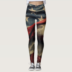 Leggings Dessin de drapeau américain qui flotte