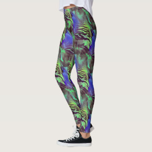 Leggings dessin en mosaïque Abstraite de vert et bleu rusti