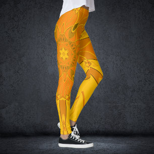 Leggings Dessin Mandala Fleur Jaune
