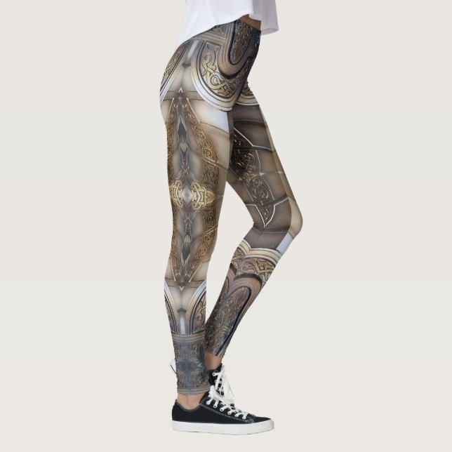 Leggings dessin métallique abstrait d'armure (Droite)