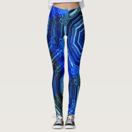 Leggings Dessins abstraits MODERNES en mosaïque bleue