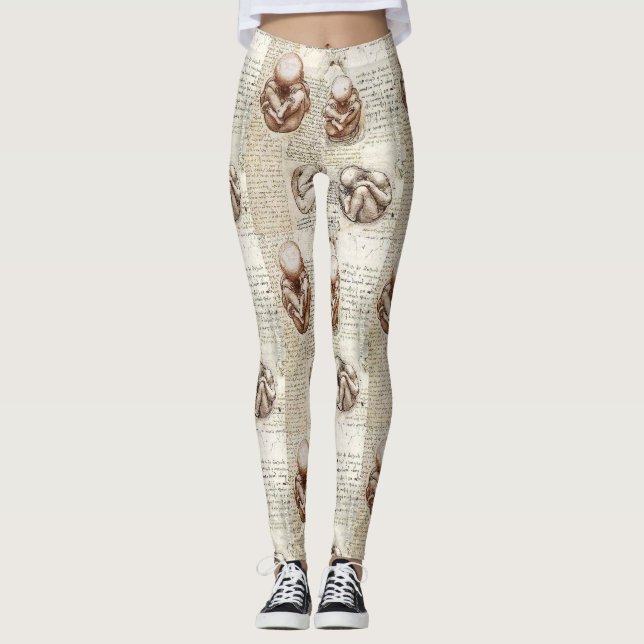 Leggings Dessins foetaux de Leonardo da Vinci (Devant)