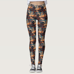 Leggings Dessous de verre noir à rouleaux de chat Noël