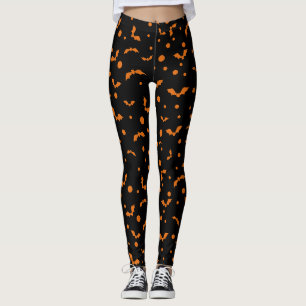 Leggings d'Halloween noir avec chauves-souris Éffr