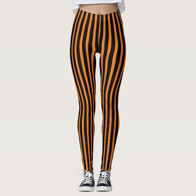 Leggings d'Halloween orange et noir (Devant)