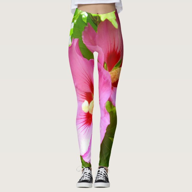 Leggings d'Hibiscus rose (Devant)