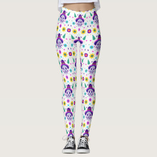 Leggings dia de los muertos crâne floral