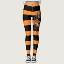 Dia De Los Muertos Orange Noir Et Sugar Crâne
