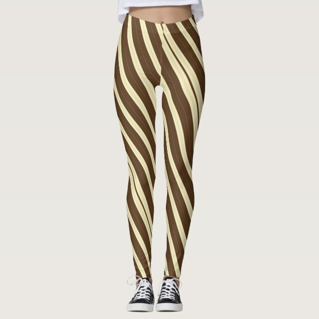 Leggings Diagonale Brown et crème (Devant)