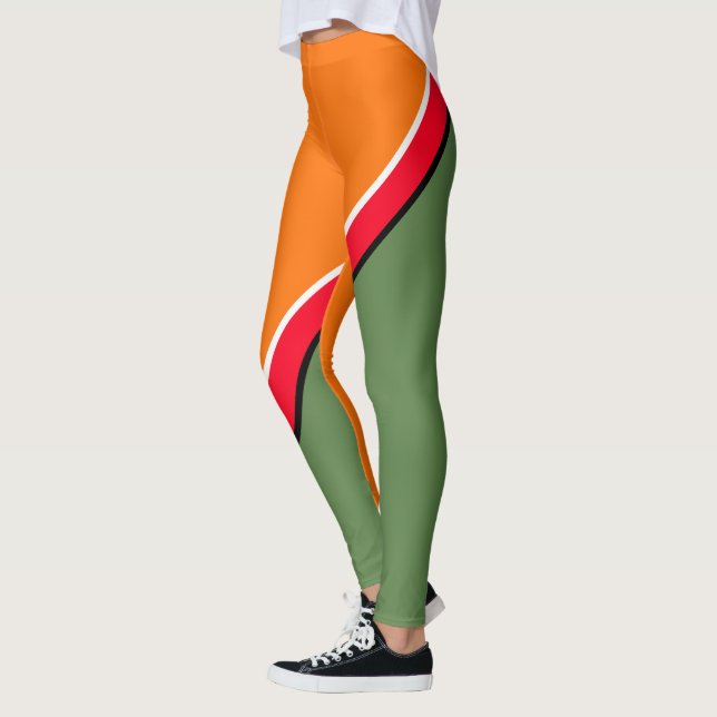 Leggings Diagonale orange, verte et rouge (Gauche)