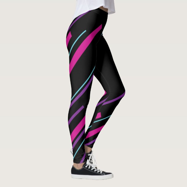 Leggings Diagonales - rose, violet, bleu et noir (Droite)
