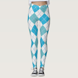 Leggings Diamant blanc bleu à la mode de harlequin à motifs
