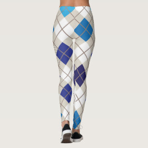 Leggings Diamant bleu à la mode de blanc gris de harlequin