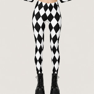 Leggings Diamant gothique de bouffon noir et blanc