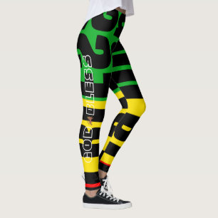 Leggings Dieu de Rasta bénissent les guêtres rouges d'or