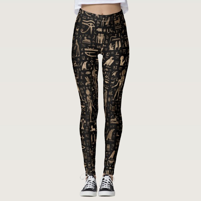 Leggings Dieux et hiéroglyphes égyptiens antiques (Devant)