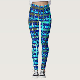 Leggings Différents bleus, différents rayés ou formes