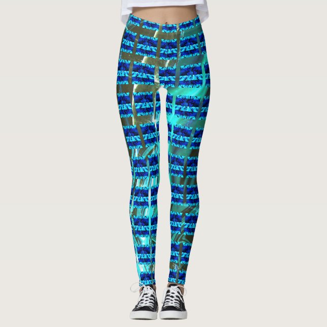 Leggings Différents bleus, différents rayés ou formes (Devant)