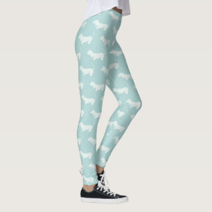 Leggings d'impression bleu et blanc clair