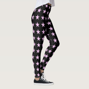 Leggings d'impression en étoile noire et rose