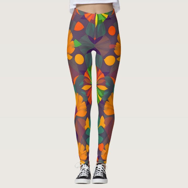 Leggings d'impression numérique vibrants - Décor c (Devant)