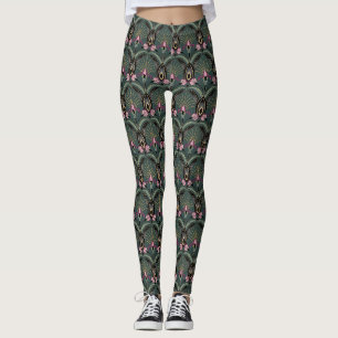 Leggings d'impression vert Art Déco