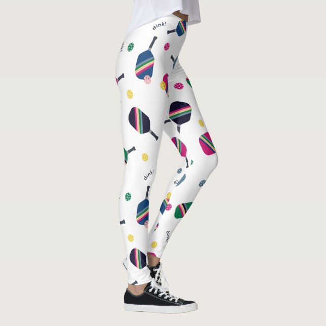 Leggings Dink ! Pickleball Amusant Vibrant Bleu Vert Jaune  (Droite)