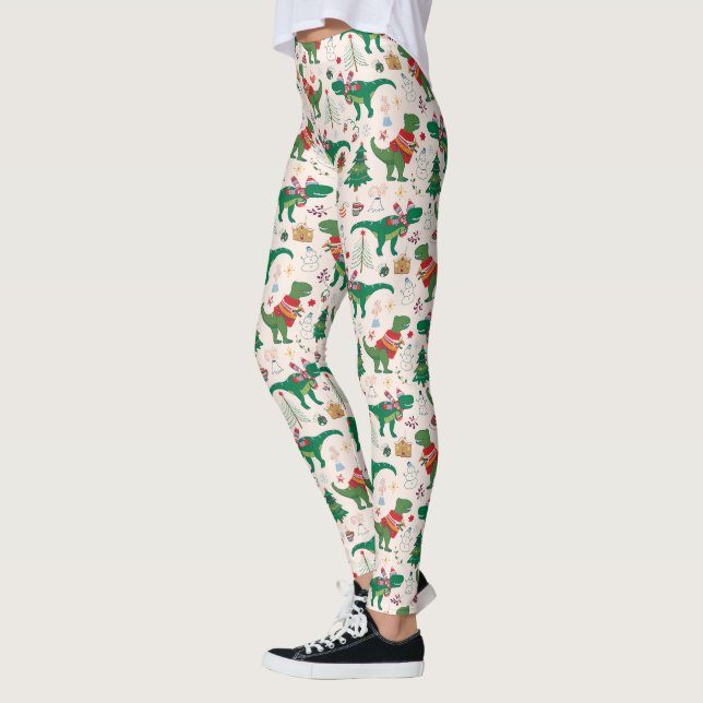 Leggings Dinosaures dans Sweaters Motif de Noël (Gauche)