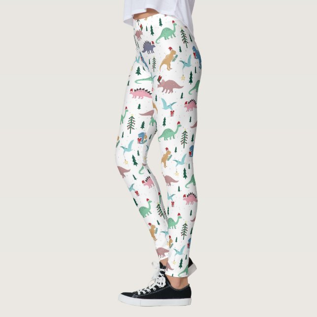 Leggings Dinosaures festifs Motif de Noël (Gauche)