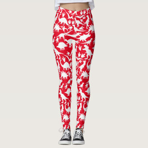 Leggings Dinosaures motif 01 w. BG rouge