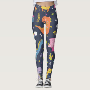 Leggings Dinosaures pour enfants : Motif Vintage coloré