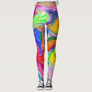 Leggings Disco Ball Electricity Marble Fluid Art  