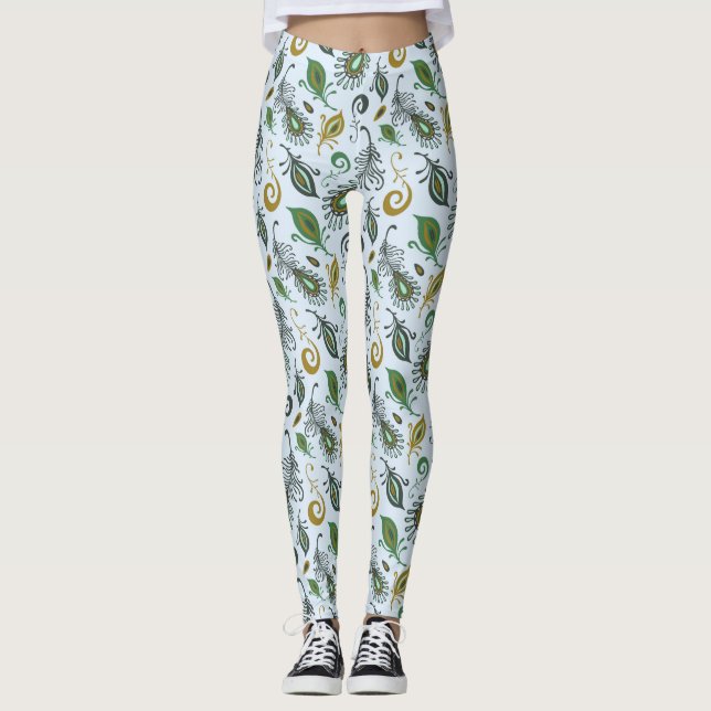 Leggings Diverses plumes colorées (Devant)