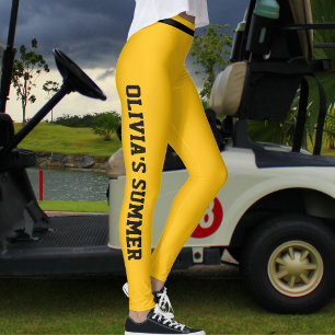 Leggings Divertissement de vacances personnalisé jaune sole