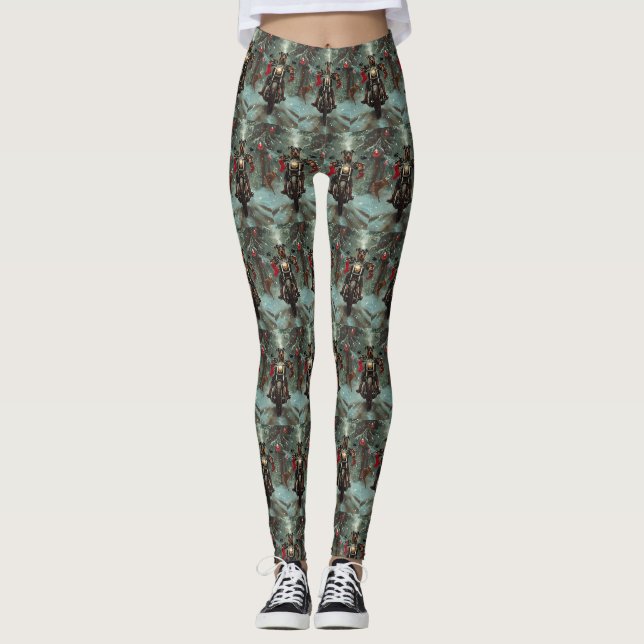 Leggings Doberman Chien équitation Moto Noël (Devant)