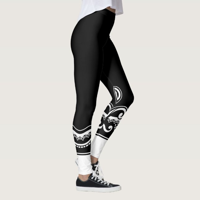 Leggings Dolce baroque - Elégance noir & blanc (Droite)