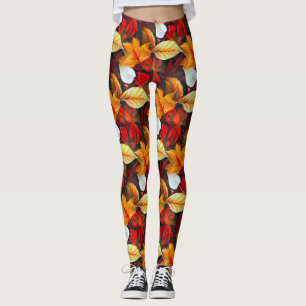 Leggings Domaine du feuillage avec Feuilles d'érable aux co