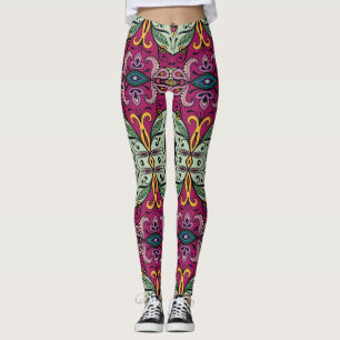 Leggings Doodle ethnique tribal géométrique floral