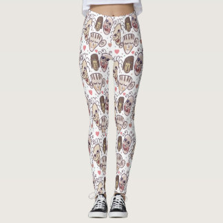 Leggings doodle hand drawn faces