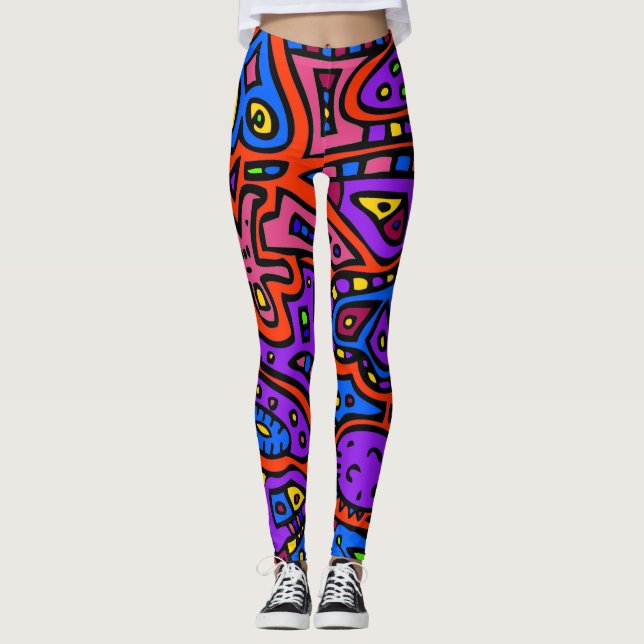 Leggings Doodle spatial #3 (Devant)
