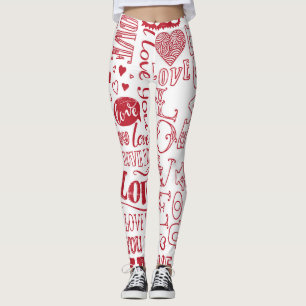Leggings Doodles d'amour à la main, charmant motif.