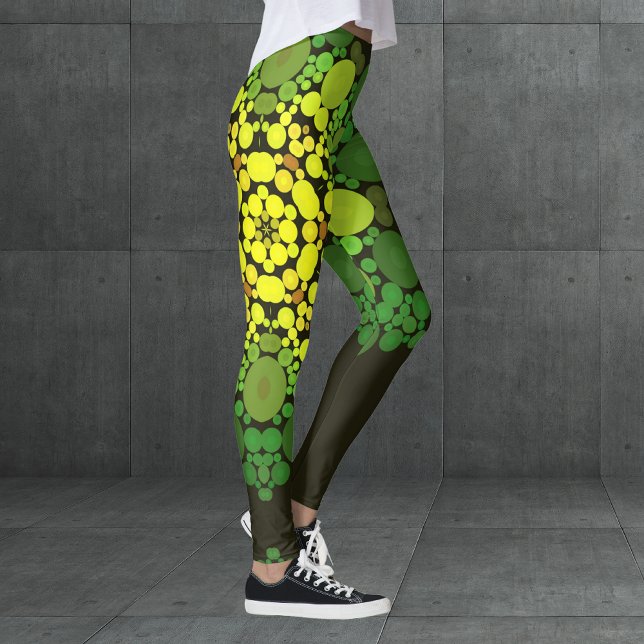 Leggings Dot Mandala Fleur Jaune et Vert (Créateur téléchargé)