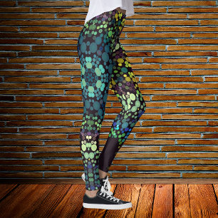 Leggings Dot Mandala Flower Blue Jaune et violet